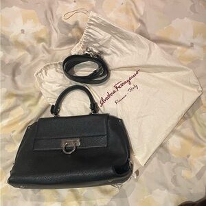Salvatore Ferragamo Black Satchel with Silver Accents